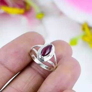 Natural Garnet Gemstone 925 Solid Sterling Silver Jewelry Ring Size 10.5 O7t74