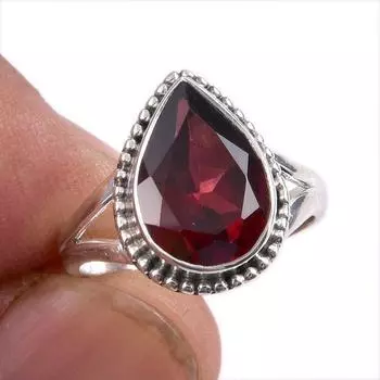Natural Garnet Gemstone 925 Solid Sterling Silver Jewelry Ring Size 5.5 w8b74