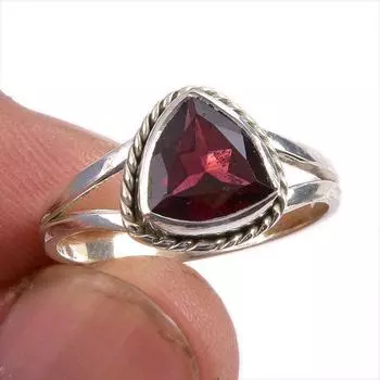 Natural Garnet Gemstone 925 Solid Sterling Silver Jewelry Ring Size 8.5 i8s68