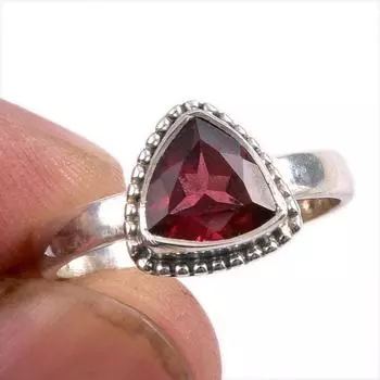 Natural Garnet Gemstone 925 Solid Sterling Silver Jewelry Ring Size 7.5 m2b97