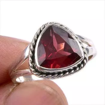 Natural Garnet Gemstone 925 Solid Sterling Silver Jewelry Ring Size 5.5 l3s01