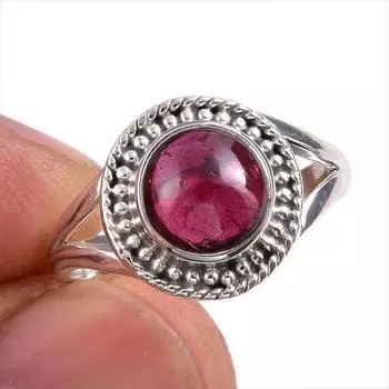 Natural Garnet Gemstone 925 Solid Sterling Silver Jewelry Ring Size 7.5 z8r60