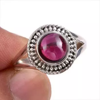 Natural Garnet Gemstone 925 Solid Sterling Silver Jewelry Ring Size 7.5 P9f90