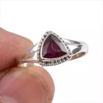 Natural Garnet Gemstone 925 Solid Sterling Silver Jewelry Ring Size 8.5 M2L30
