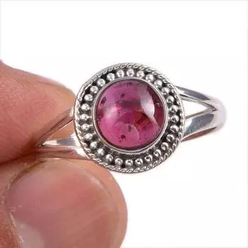 Natural Garnet Gemstone 925 Solid Sterling Silver Jewelry Ring Size 9.5 d8c53