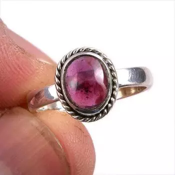 Natural Garnet Gemstone 925 Solid Sterling Silver Jewelry Ring Size 6.5 q5d19