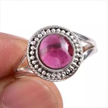 Natural Garnet Gemstone 925 Solid Sterling Silver Jewelry Ring Size 7.5 w9s63