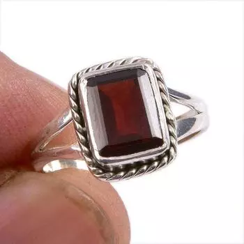 Natural Garnet Gemstone 925 Solid Sterling Silver Jewelry Ring Size 5.5 k1v24