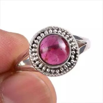 Natural Garnet Gemstone 925 Solid Sterling Silver Jewelry Ring Size 7.5 r5e20