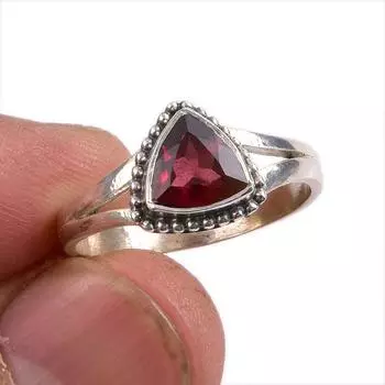 Natural Garnet Gemstone 925 Solid Sterling Silver Jewelry Ring Size 7.5 T2t30