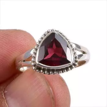 Natural Garnet Gemstone 925 Solid Sterling Silver Jewelry Ring Size 6.5 z2n93