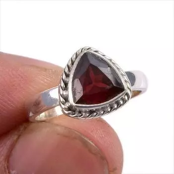 Natural Garnet Gemstone 925 Solid Sterling Silver Jewelry Ring Size 5.5 f0r65