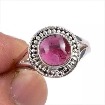 Natural Garnet Gemstone Handmade 925 Solid Sterling Silver Gift Ring S.7 h4c04
