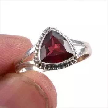 Natural Garnet Gemstone Handmade 925 Solid Sterling Silver Gift Ring S.8 e8V18