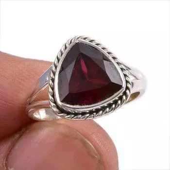 Natural Garnet Gemstone Handmade 925 Solid Sterling Silver Gift Ring S.6 F5g38