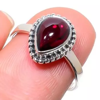 Natural Garnet Gemstone Handmade 925 Solid Sterling Silver Jewelry Ring S.8 a7V83