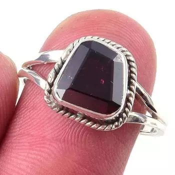 Natural Garnet Gemstone Handmade 925 Solid Sterling Silver Gift Ring Size 8 N1i43