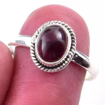 Natural Garnet Gemstone Handmade 925 Solid Sterling Silver Gift Ring Size 8 V7r95