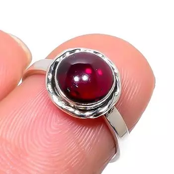 Natural Garnet Gemstone Handmade 925 Solid Sterling Silver Jewelry Ring S.6 R2d64