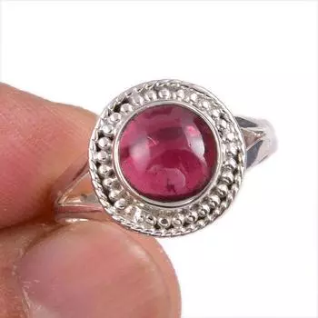 Natural Garnet Gemstone Handmade 925 Solid Sterling Silver Gift Ring S.7 E1V42