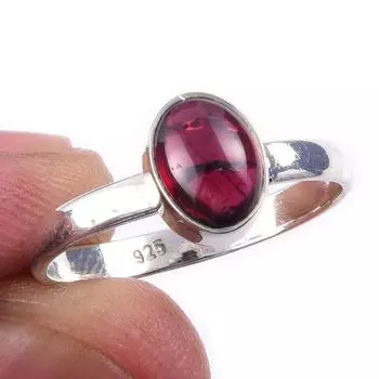 Natural Garnet Gemstone Handmade 925 Solid Sterling Silver Ring Size 7.5 y9r07