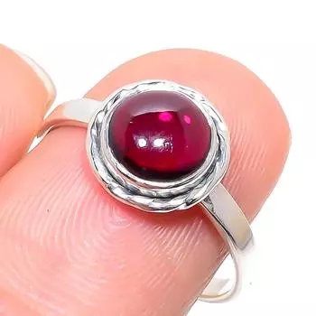 Natural Garnet Gemstone Handmade 925 Solid Sterling Silver Jewelry Ring S.9 r8Q08