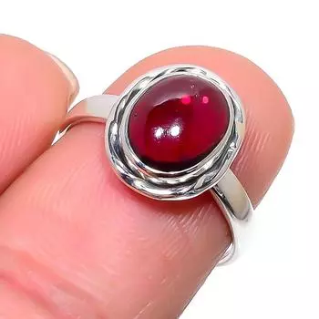 Natural Garnet Gemstone Handmade 925 Solid Sterling Silver Jewelry Ring S.7 w0l27