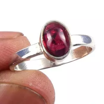 Natural Garnet Gemstone Handmade 925 Solid Sterling Silver Gift Ring Size 8 Q5G90