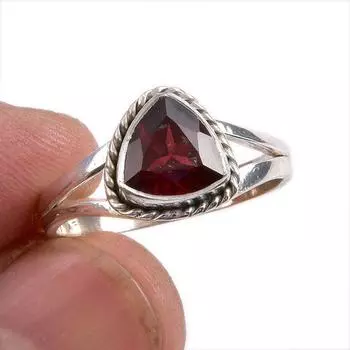Natural Garnet Gemstone Handmade 925 Solid Sterling Silver Gift Ring S.9 M9z33