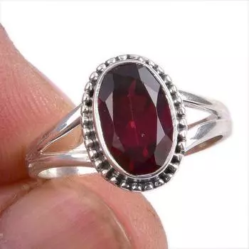 Natural Garnet Gemstone Handmade 925 Solid Sterling Silver Gift Ring S.8 C0q83