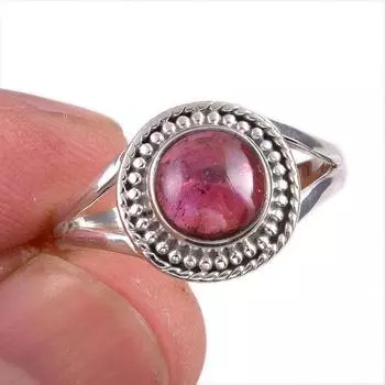 Natural Garnet Gemstone Handmade 925 Solid Sterling Silver Gift Ring S.10 t0F43
