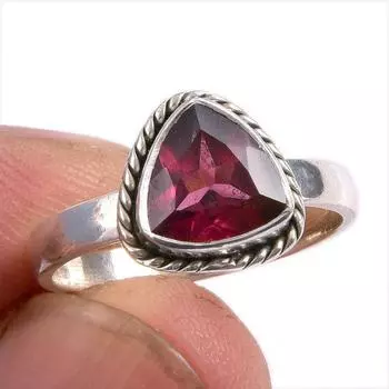 Natural Garnet Gemstone Handmade 925 Solid Sterling Silver Gift Ring S.7 N9i31
