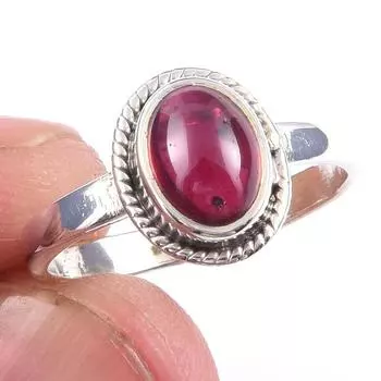 Natural Garnet Gemstone Handmade 925 Solid Sterling Silver Gift Ring Size 6 S4D83