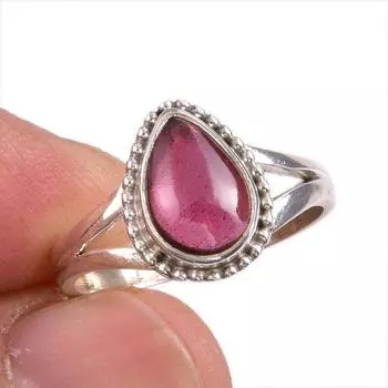 Natural Garnet Gemstone Handmade 925 Solid Sterling Silver Gift Ring S.7 C6f72