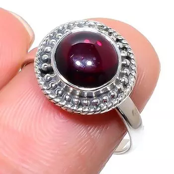 Natural Garnet Gemstone Handmade 925 Solid Sterling Silver Jewelry Ring S.8 M1c52