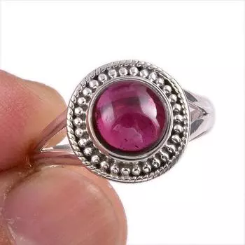 Natural Garnet Gemstone Handmade 925 Solid Sterling Silver Gift Ring S.8 d7K86