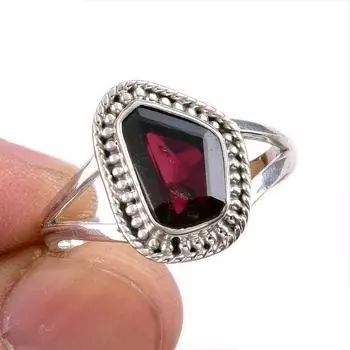 Natural Garnet Gemstone Handmade 925 Solid Sterling Silver Gift Ring S.10 I9y43