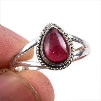 Natural Garnet Gemstone Handmade 925 Solid Sterling Silver Gift Ring S.9 W7q89