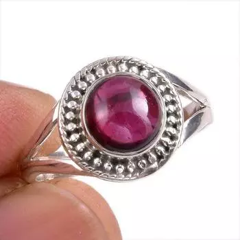 Natural Garnet Gemstone Handmade 925 Solid Sterling Silver Gift Ring S.8 H6z02