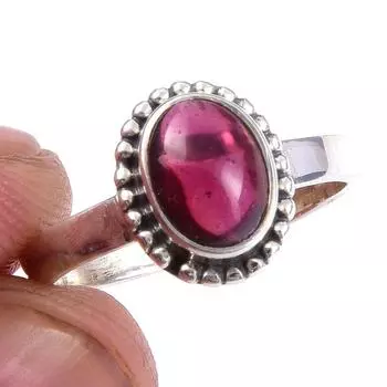 Natural Garnet Gemstone Handmade 925 Solid Sterling Silver Gift Ring Size 6 Z9A63
