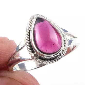 Natural Garnet Gemstone Handmade 925 Solid Sterling Silver Gift Ring Size 6 n0J76