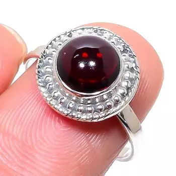 Natural Garnet Gemstone Handmade 925 Solid Sterling Silver Gift Ring S.8.5 k0k84
