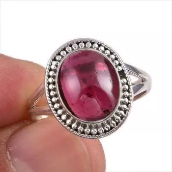 Natural Garnet Gemstone Handmade 925 Solid Sterling Silver Gift Ring S.9 T5b41