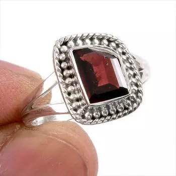 Natural Garnet Gemstone Handmade 925 Solid Sterling Silver Gift Ring S.5.5 I9O20