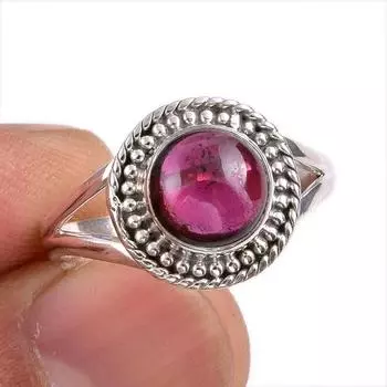 Natural Garnet Gemstone Handmade 925 Solid Sterling Silver Gift Ring S.8 u0s30