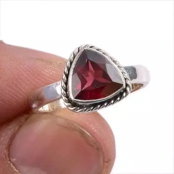 Natural Garnet Gemstone Handmade 925 Solid Sterling Silver Gift Ring S.7 D2h28