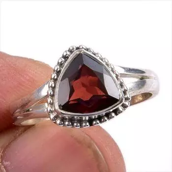 Natural Garnet Gemstone Handmade 925 Solid Sterling Silver Gift Ring S.8 d9G88