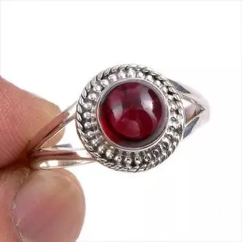 Natural Garnet Gemstone Handmade 925 Solid Sterling Silver Gift Ring S.10 U5n12