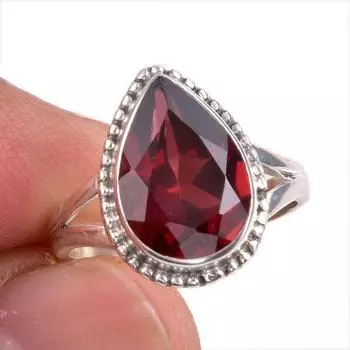 Natural Garnet Gemstone Handmade 925 Solid Sterling Silver Gift Ring S.6 S5f29