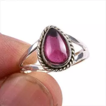 Natural Garnet Gemstone Handmade 925 Solid Sterling Silver Gift Ring S.6 m2e77